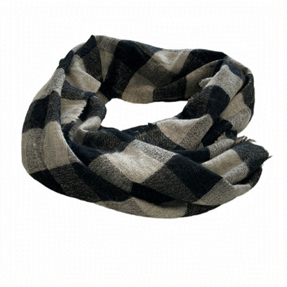 Wilfred Free Black & Grey Buffalo Plaid Wool Blanket Scarf - Picture 2 of 9